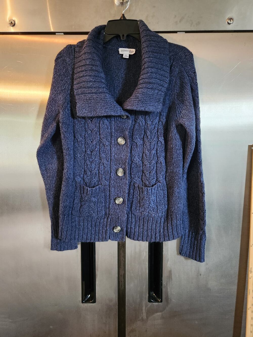 St. John's Bay Cardigan Sweater Women's Size Medium Navy Blue